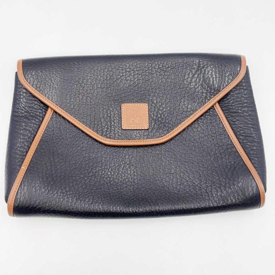 中古】ニナリッチ NINA RICCI レザー クラッチバッグ ブラック 