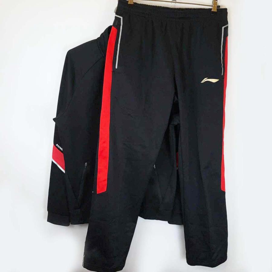 LI-NING バドミントン ウォームアップジャケット ブラック 上下セット 中古】[上下セット] リーニン ウォームアップジャケット パンツ