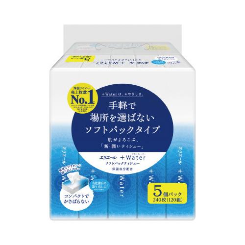 40%OFF【5個入×18セット】エリエール うるおいティシュー しっとりタイプ　ソフトパック 大王製紙 エリエール＋Waterソフトパック5P×18 : カウモール