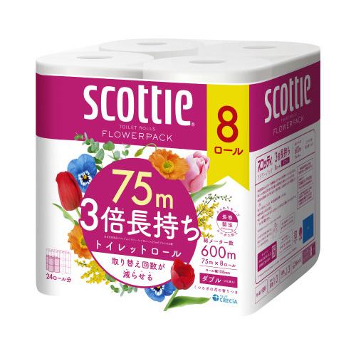 日本製紙クレシア スコッティ フラワーパック 3倍巻き 8ロール