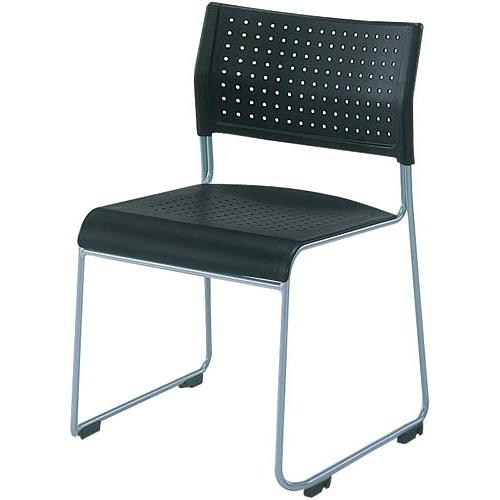 アイリスチトセ　スタッキングチェア　オフィスチェア　4脚 アイリスチトセ スタッキングチェア 背座樹脂ブラック 4脚セット