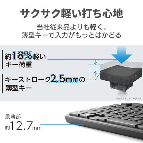 エレコム 薄型無線フルキーボードマウス付　メンブレン　黒｜kaumall｜03