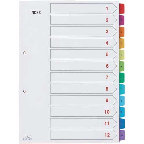 テージー カラーインデックスPP A4 12山（番号付）5組