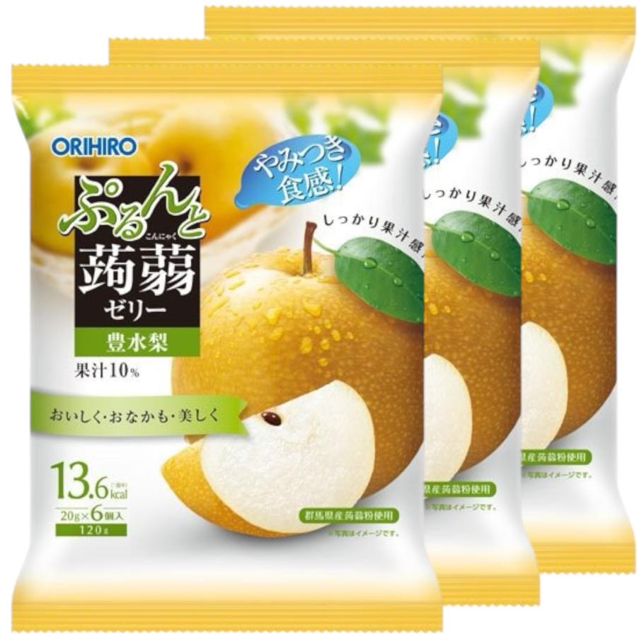 3個セット＞オリヒロ ぷるんと蒟蒻ゼリー パウチ 豊水梨 20g×6個