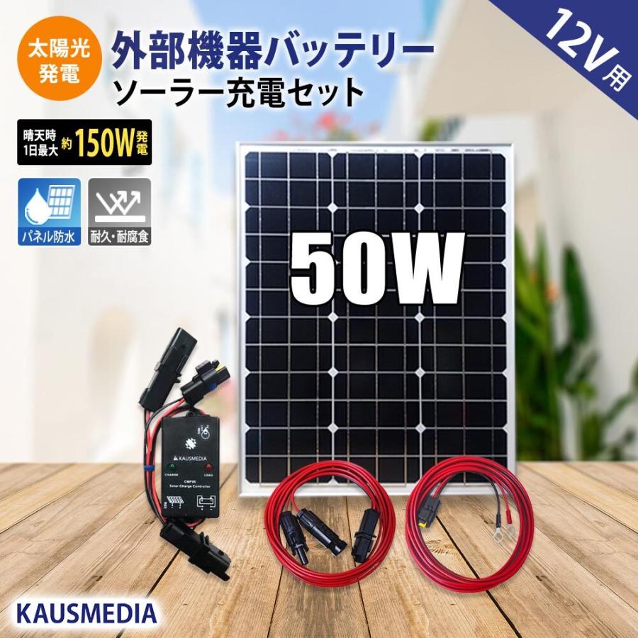 KAUSMEDIA（カウスメディア） 50W ソーラー充電 ケーブルセット 防水 