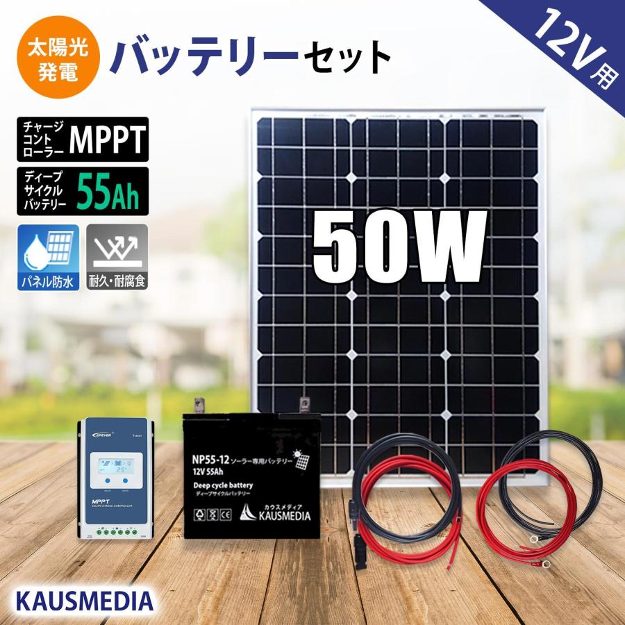 KAUSMEDIA（カウスメディア） 50W ソーラーパネル ソーラー充電 発電 