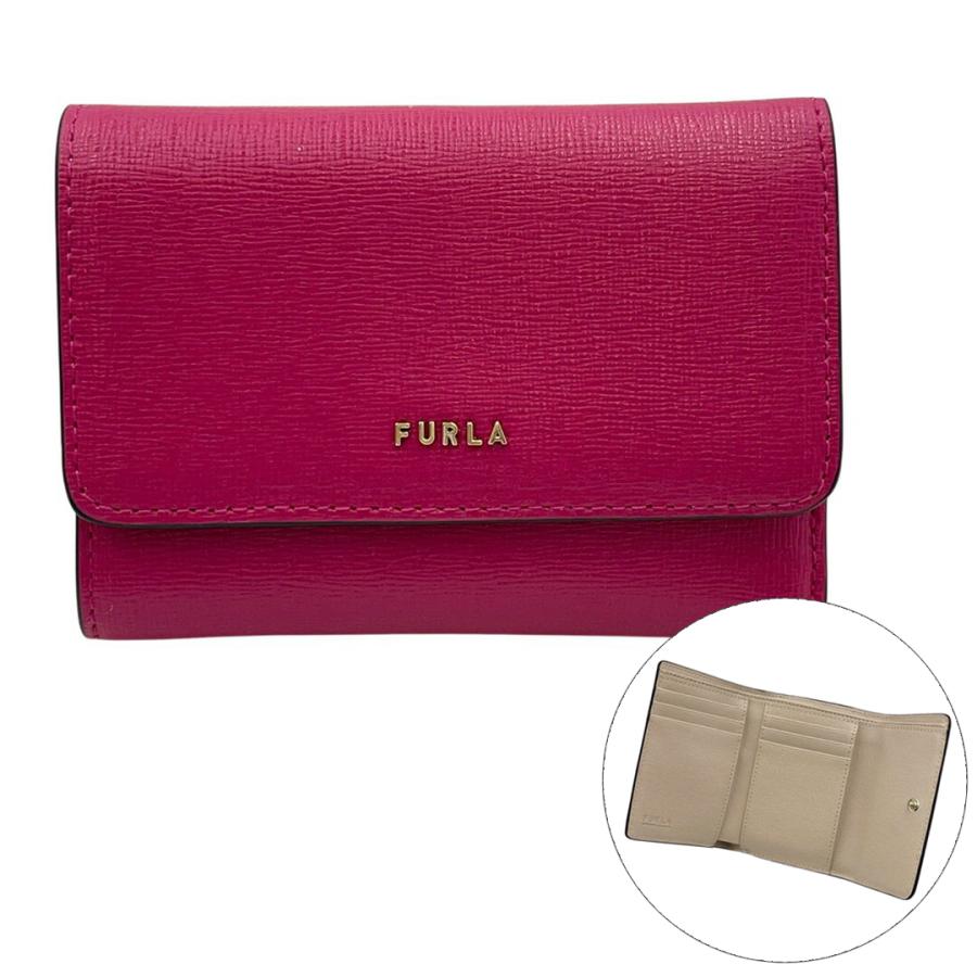 新品 フルラ FURLA 3つ折り財布 バビロン S トライフォールド ピンク ベージュ 正規品】 FURLA フルラ 三つ折り財布 バビロン レザー コンパクト
