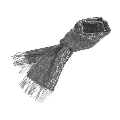 GG グッチ マフラー ブランド GUCCI フリンジ カシミア ウール グレー