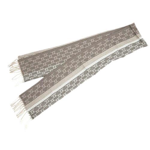 GG グッチ マフラー ブランド GUCCI フリンジ カシミア ウール グレー