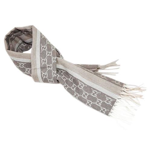 GG グッチ マフラー ブランド GUCCI フリンジ カシミア ウール グレー