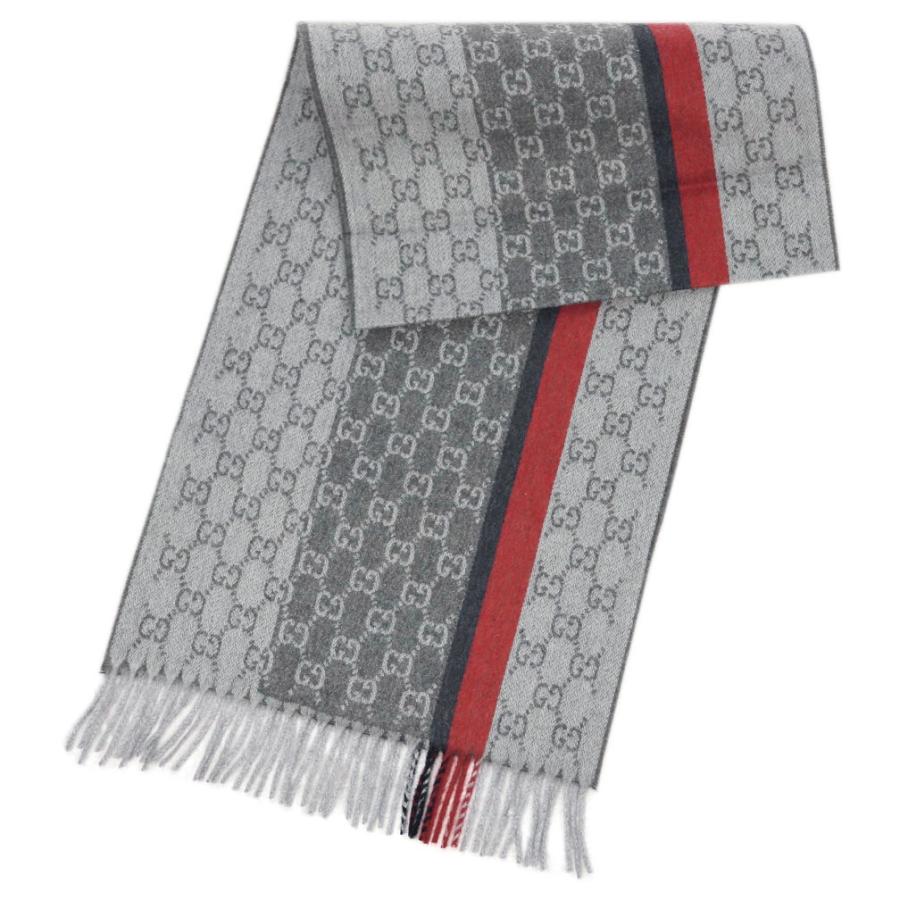 GG グッチ マフラー ブランド GUCCI フリンジ カシミア ウール グレー
