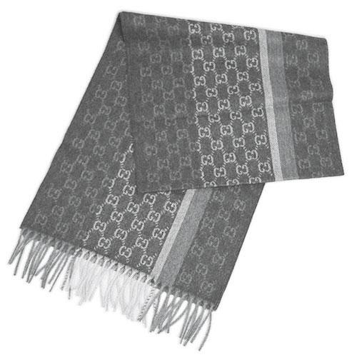 GG グッチ マフラー ブランド GUCCI フリンジ カシミア ウール グレー