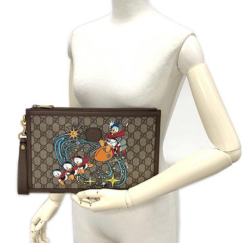 グッチ クラッチバッグ GUCCI×DISNEY 647925-8679 バッグ ディズニー ドナルドダック GGスプリーム ベージュ エボニーの画像