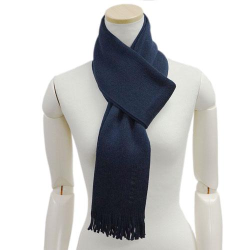 【美品】HUGO BOSS マフラー カシミヤ 100% ヒューゴボス 紺色 HUGO BOSS（ヒューゴ・ボス） マフラー メンズ フリンジ ウール 100