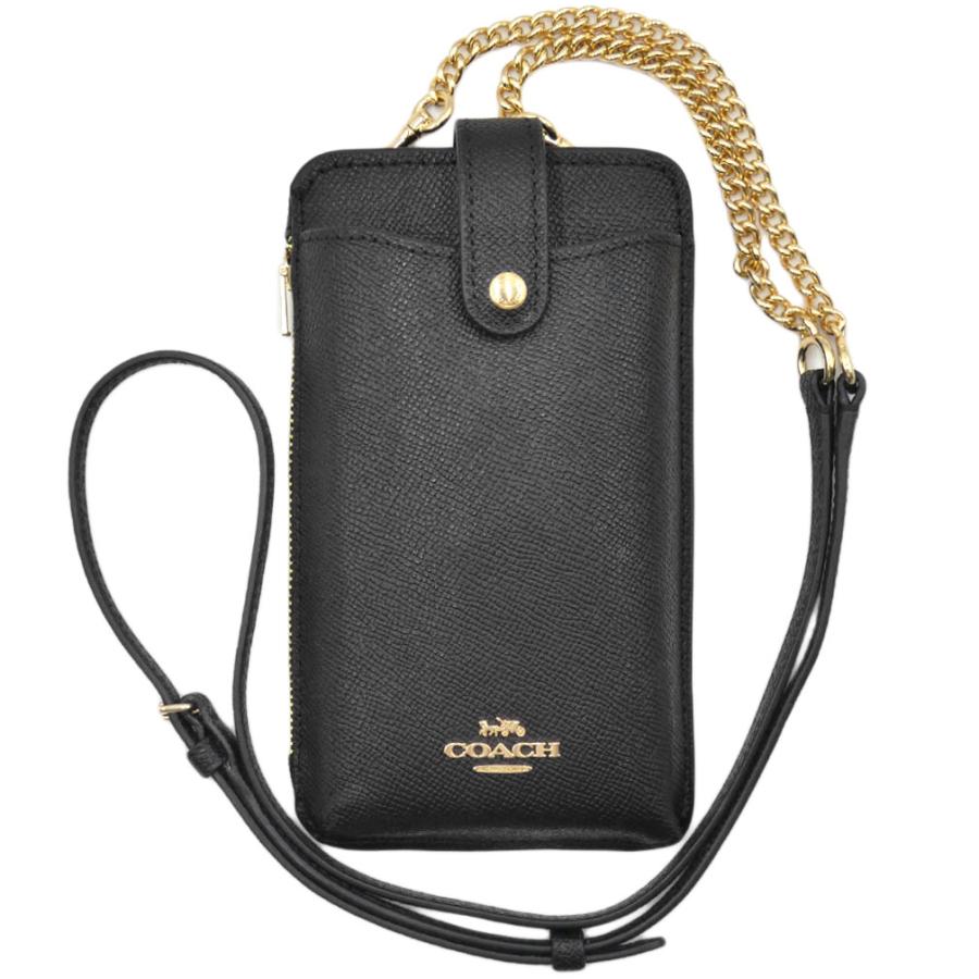 新古未使用展示品 COACH コーチ スマホショルダーバッグ C6884 ブラック レザー ユニセックス クロスグレイン フォーン クロスボディ 2WAY【本物保証】 COACH（コーチ） 未使用 ショルダーバッグ スマホバッグ スマホ