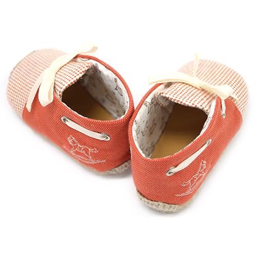 エルメス ファーストシューズ HERMES ベビー シューズ 靴 H102491M01 PAIRE ESPADRILLES PARIS BIARRITZ コットン テラコッタ オレンジの画像