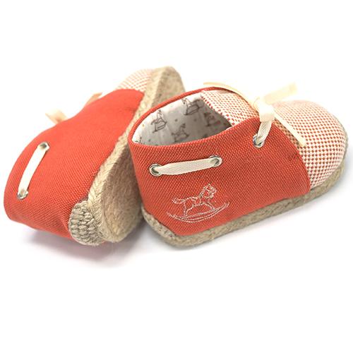エルメス ファーストシューズ HERMES ベビー シューズ 靴 H102491M01 PAIRE ESPADRILLES PARIS BIARRITZ コットン テラコッタ オレンジの画像