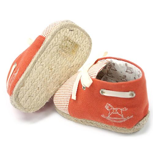 エルメス ファーストシューズ HERMES ベビー シューズ 靴 H102491M01 PAIRE ESPADRILLES PARIS BIARRITZ コットン テラコッタ オレンジの画像