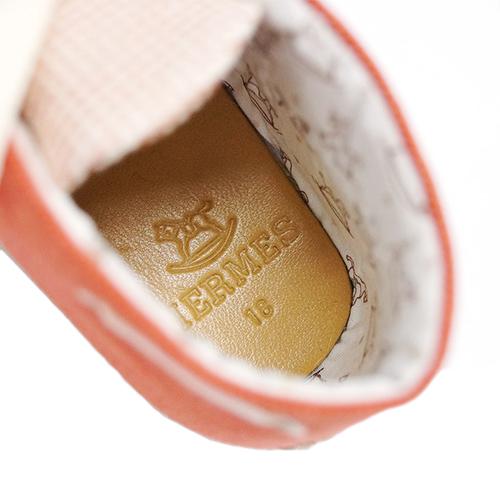 エルメス ファーストシューズ HERMES ベビー シューズ 靴 H102491M01 PAIRE ESPADRILLES PARIS BIARRITZ コットン テラコッタ オレンジの画像