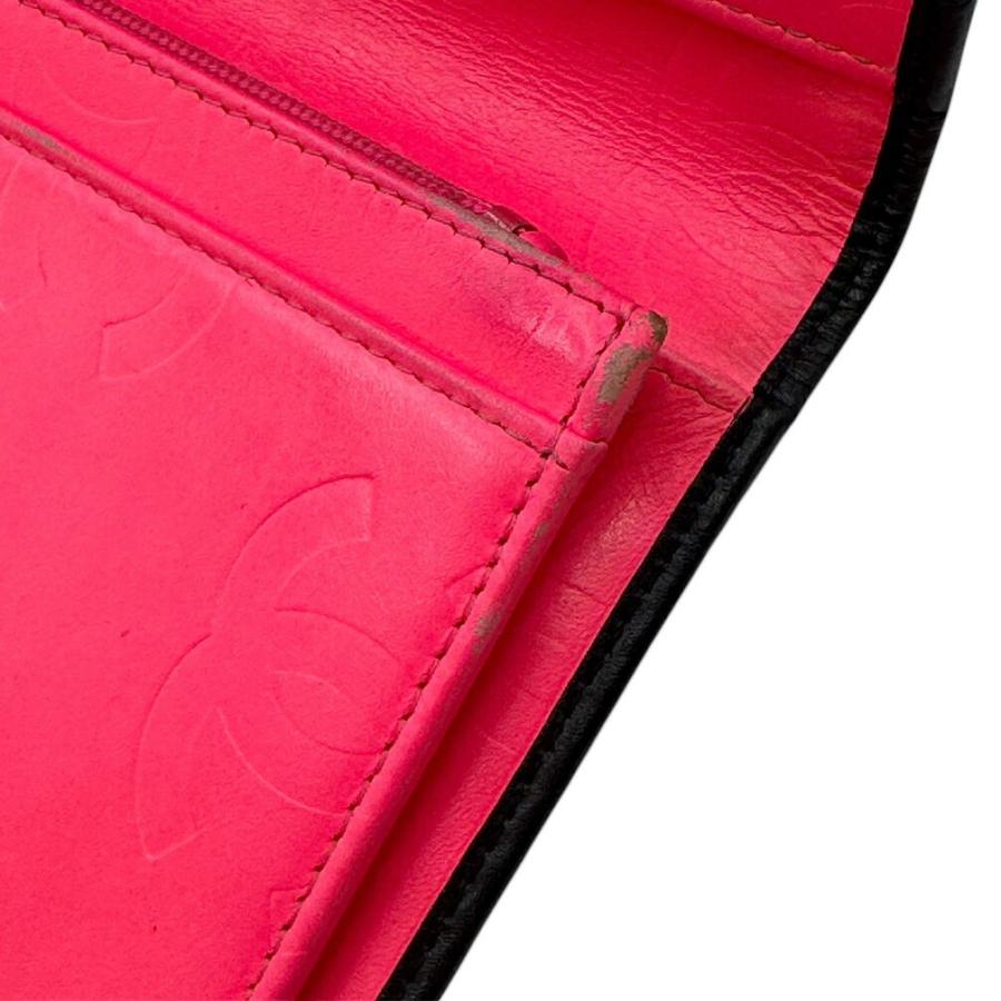 CHANEL カンボンライン ココマーク 長財布 レザー ラムスキンピンク 財布