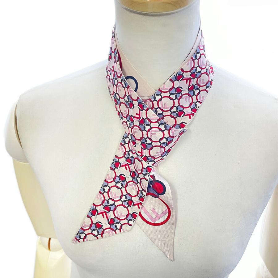 新品　FENDI フェンディ ピンク ブルー シルク スカーフ ラッピー リボン FENDI（フェンディ） スカーフ ラッピー シルク リボンスカーフ ナロー