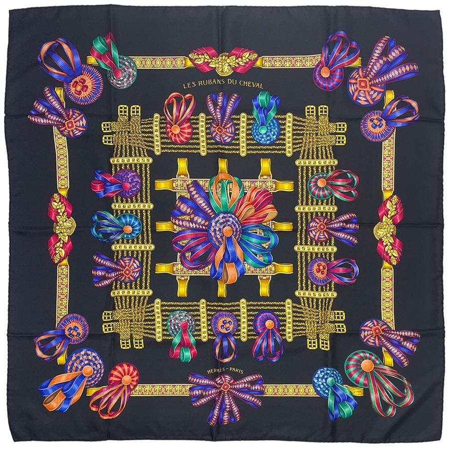 HERMES（エルメス） スカーフ カレ90 90cm シルク 100％ LES RUBANS DU