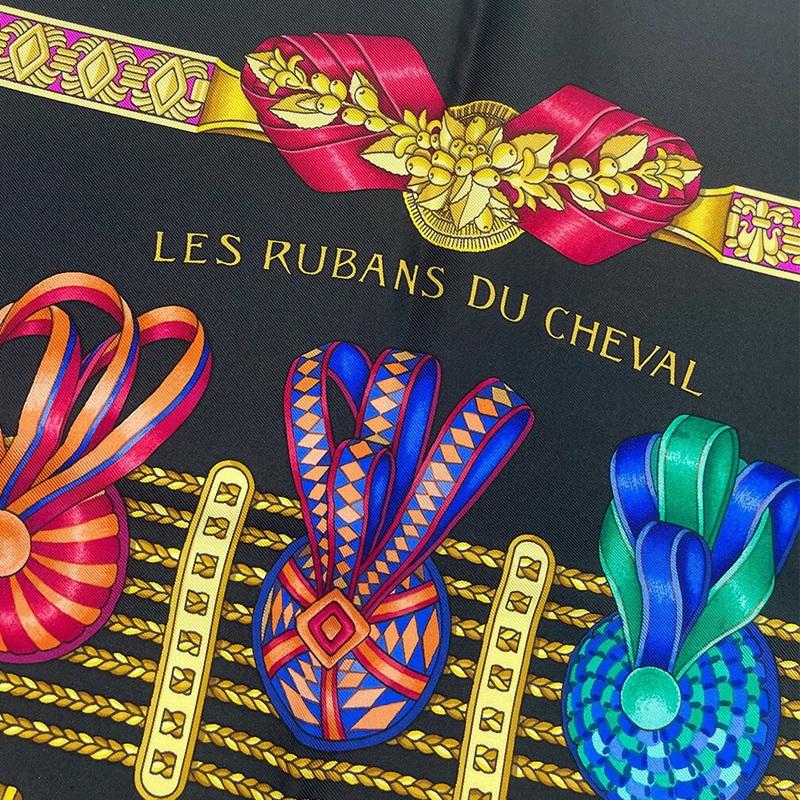 HERMES（エルメス） スカーフ カレ90 90cm シルク 100％ LES RUBANS DU