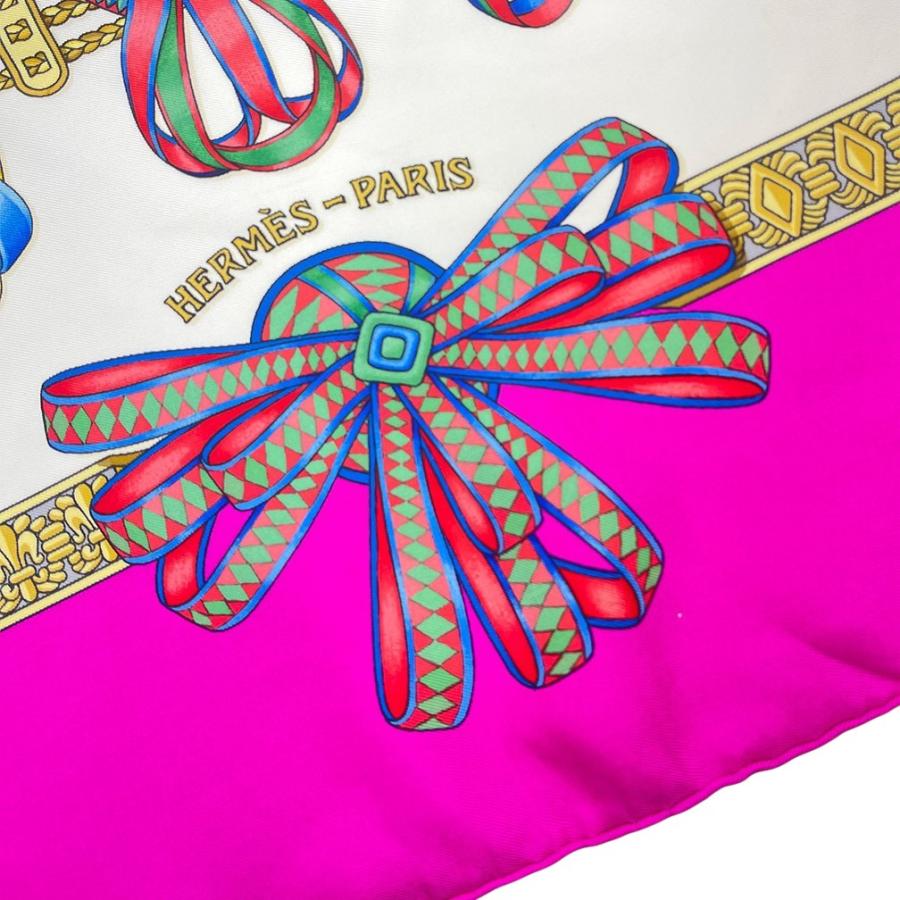 【極美品】HERMES エルメス カレ90 馬のリボン ピンク シルク スカーフ HERMES（エルメス） スカーフ カレ90 90cm シルク 100％ LES RUBANS DU
