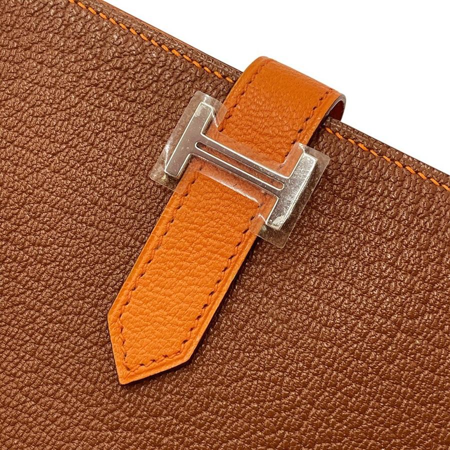 正規品☆エルメス ベアン 長財布 □Ａ刻印 キャメル 男女兼用 HERMES（エルメス） ベアン □E刻印 二つ折り長財布 クシュベル レッド