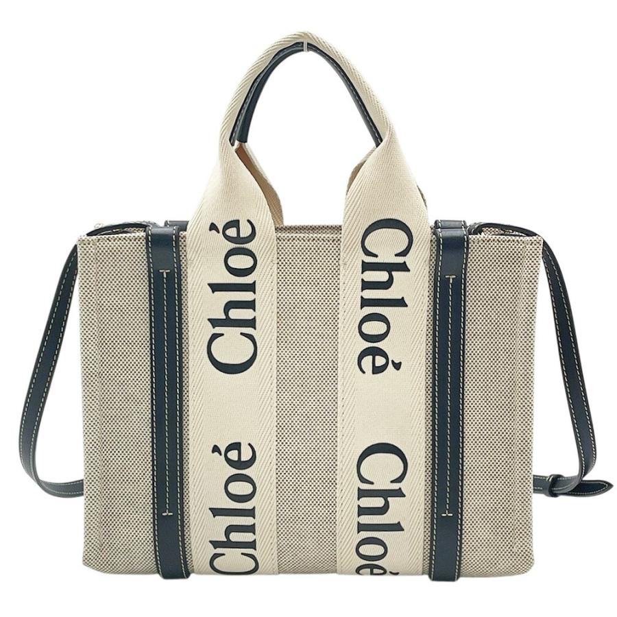 Chloe クロエ WOODY ウッディ スモール トートバッグ ネイビー 【公式