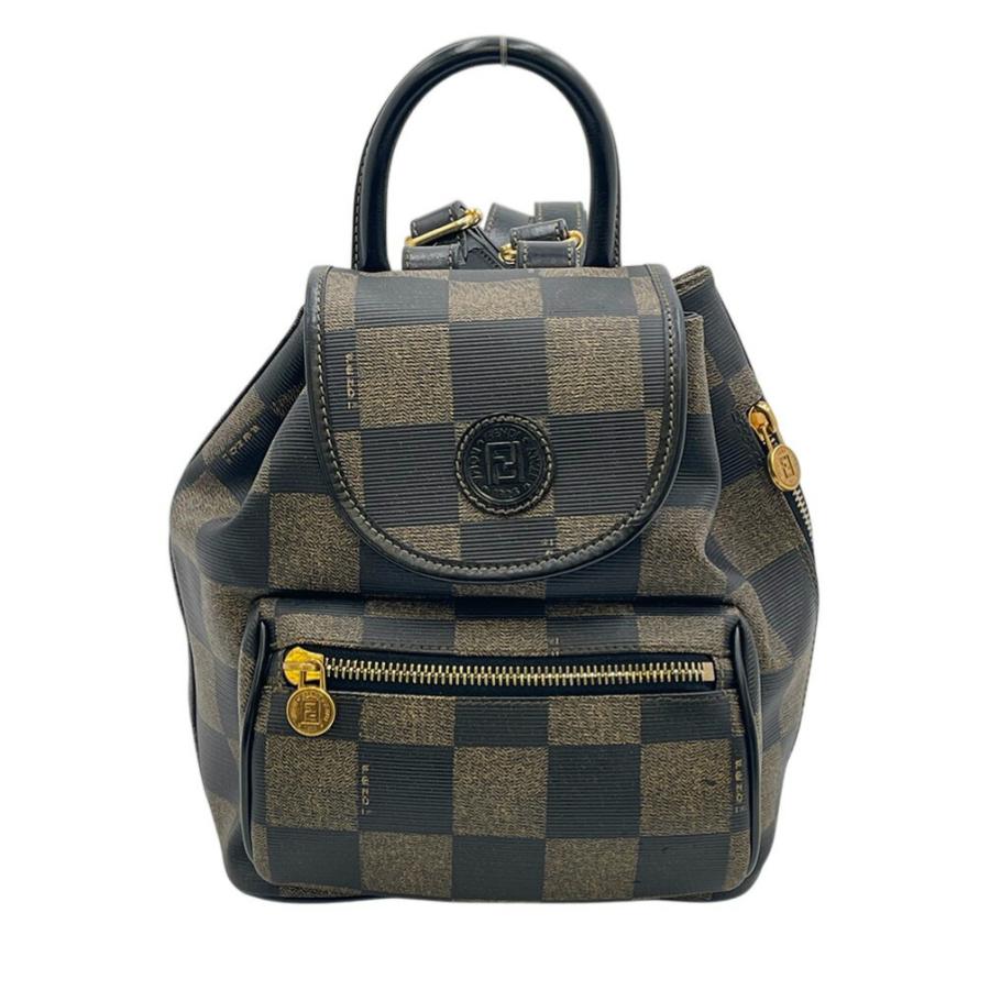 FENDI フェンディ　ペカン柄　リュック　PVC　巾着　バックパック FENDI（フェンディ） リュック バッグ ペカン 市松模様 ブラウン ミニ