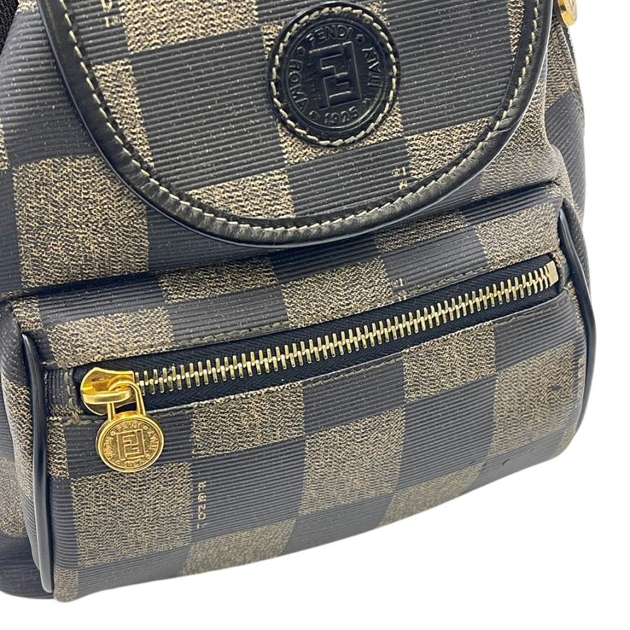 FENDI（フェンディ） リュック バッグ ペカン 市松模様 ブラウン ミニ
