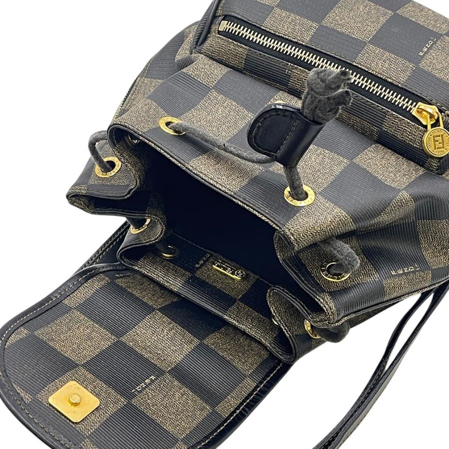 FENDI（フェンディ） リュック バッグ ペカン 市松模様 ブラウン ミニ