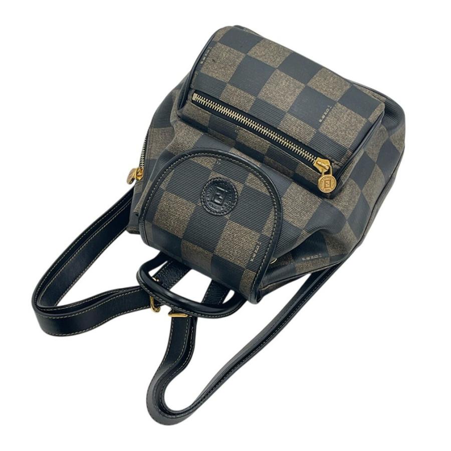 FENDI（フェンディ） リュック バッグ ペカン 市松模様 ブラウン ミニ