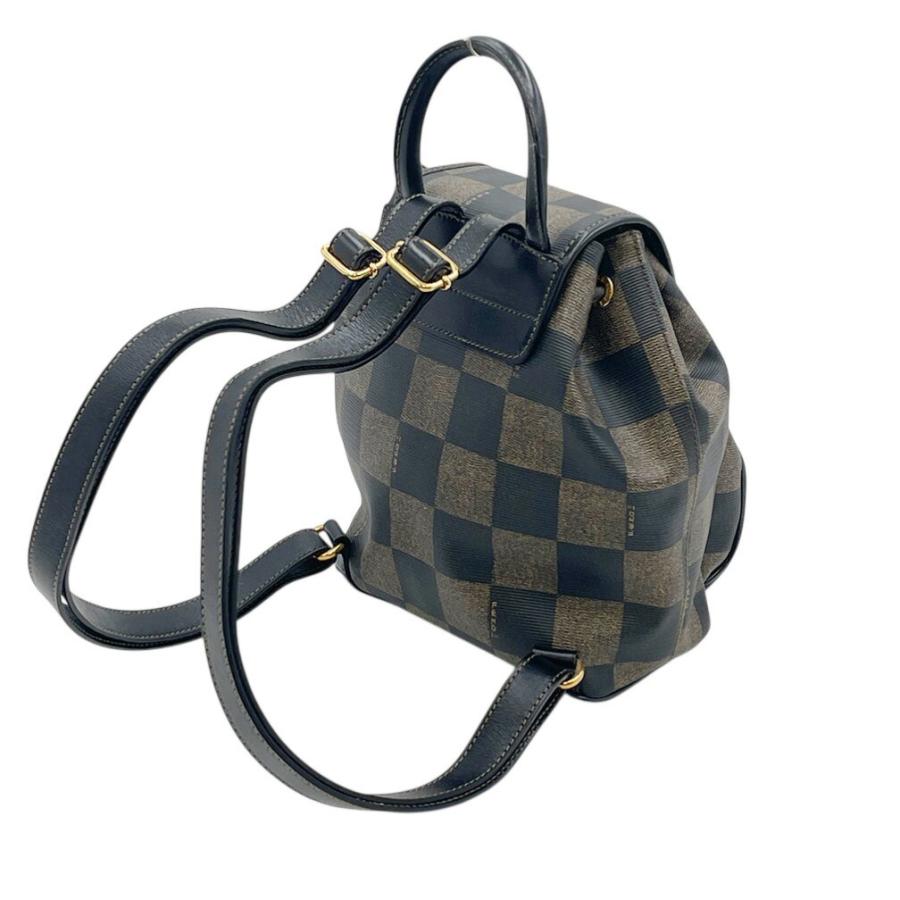 FENDI（フェンディ） リュック バッグ ペカン 市松模様 ブラウン ミニ