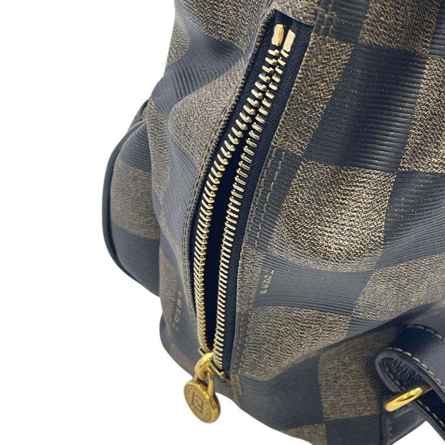 FENDI（フェンディ） リュック バッグ ペカン 市松模様 ブラウン ミニ