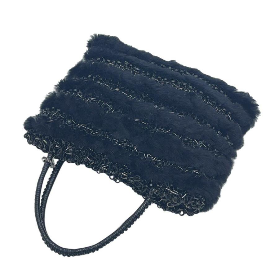 アンテプリマ黒ワイヤーバッグ ファー付きチャーム ANTEPRIMA/WIREBAG】シックでリッチなファーバッグ【公式