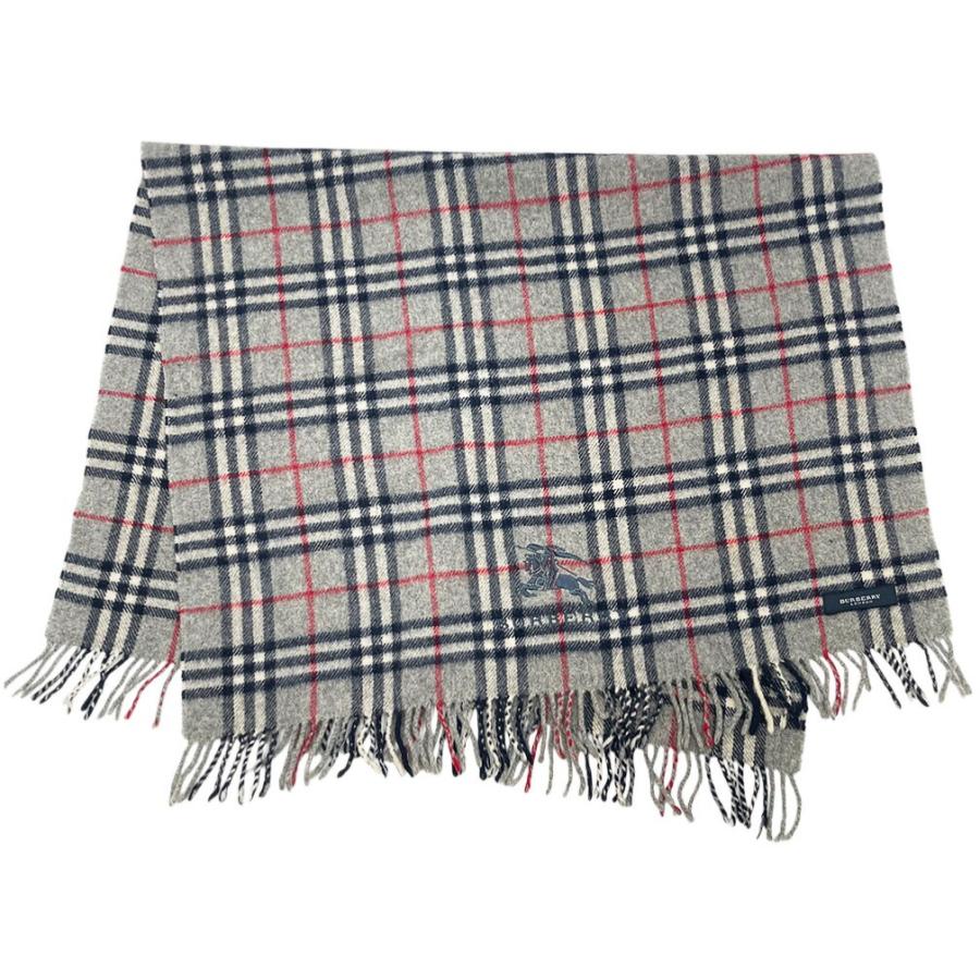 新品未使用◎ウール★グレーチェック＆刺繍★ BURBERRY ひざ掛け　毛布 BURBERRY（バーバリー） ブランケット バーバリーチェック フリンジ