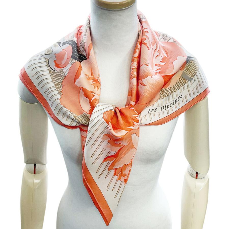 HERMES（エルメス） スカーフ カレ90 90cm シルク 100％ Les Pivoines