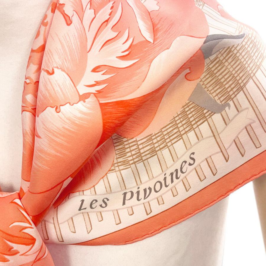 HERMES（エルメス） スカーフ カレ90 90cm シルク 100％ Les Pivoines