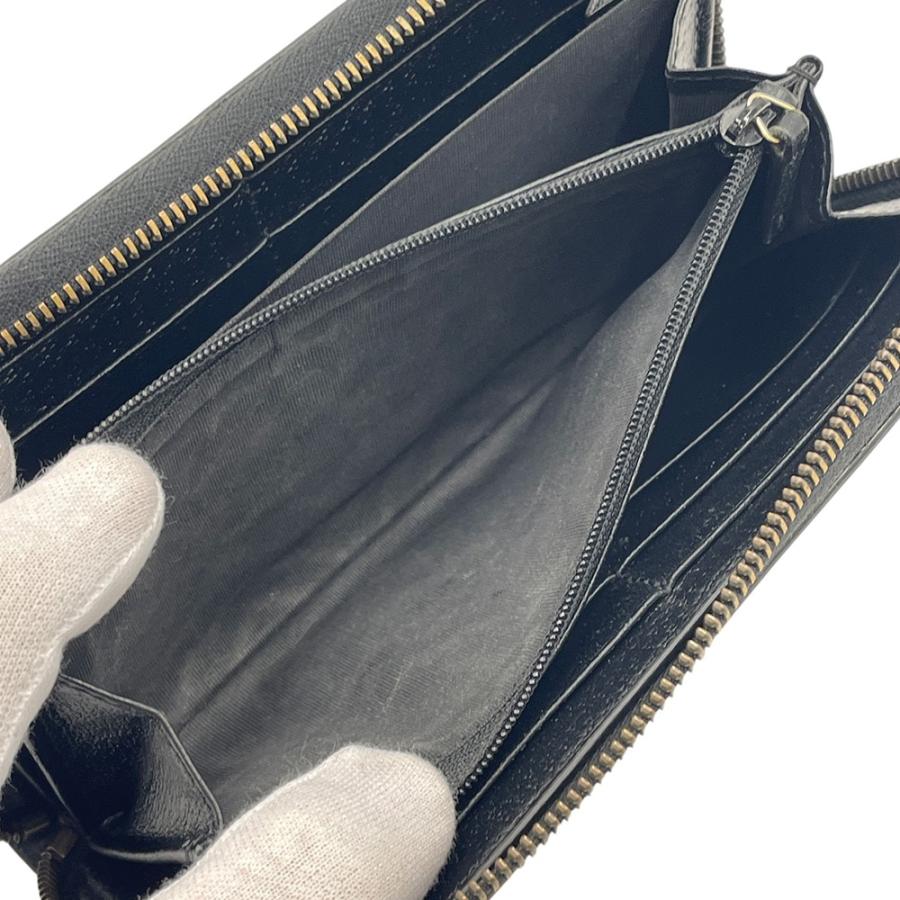 GUCCI(グッチ) GGマーモント ジップアラウンド ウォレット ロングウォレット ラウンドファスナー 長財布 小物 レザー ブラック黒 マットゴールド金具 428736 レディース 40802173896【中古】【アラモード】 GG グッチ 長財布 GUCCI 財布 428736 GGマーモント ジップアラウンド