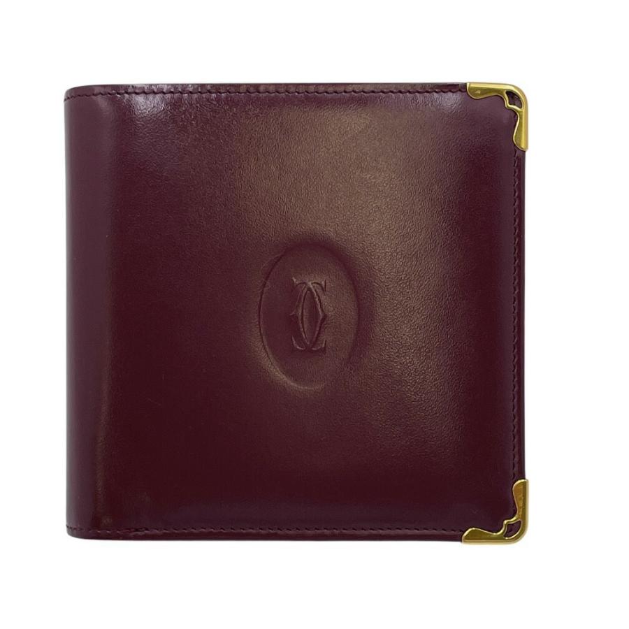 Cartier（カルティエ） 二つ折り財布 メンズ 小銭入れ付き ボルドー