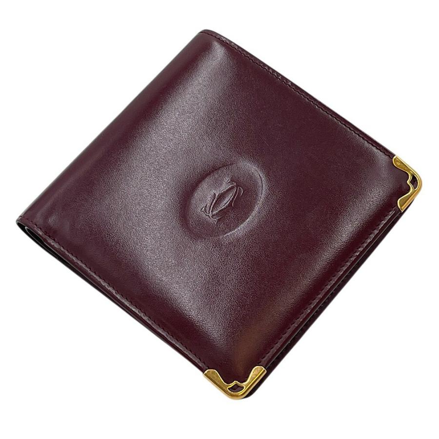 Cartier（カルティエ） 二つ折り財布 メンズ 小銭入れ付き ボルドー