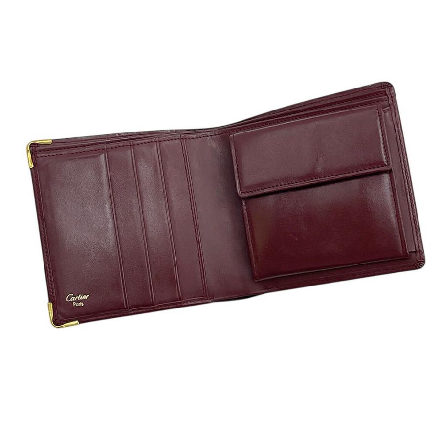 Cartier（カルティエ） 二つ折り財布 メンズ 小銭入れ付き ボルドー