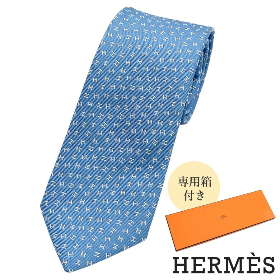HERMES（エルメス） ネクタイ メンズ シルク100％ H柄 小紋 総柄