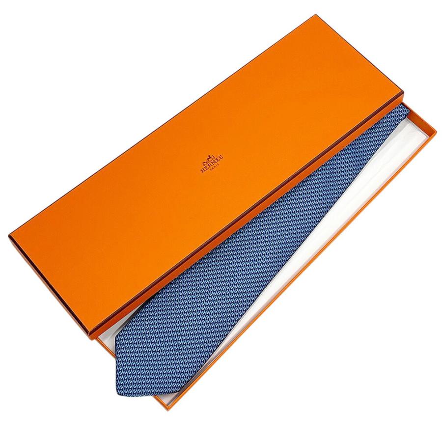 HERMES（エルメス） 極美品 ネクタイ シルク 100％ H柄 幾何学 小紋