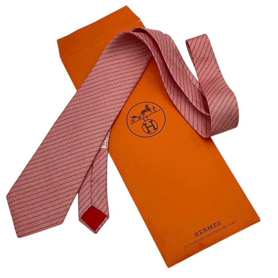 HERMES（エルメス） ネクタイ メンズ シルク ストライプ シェブロン