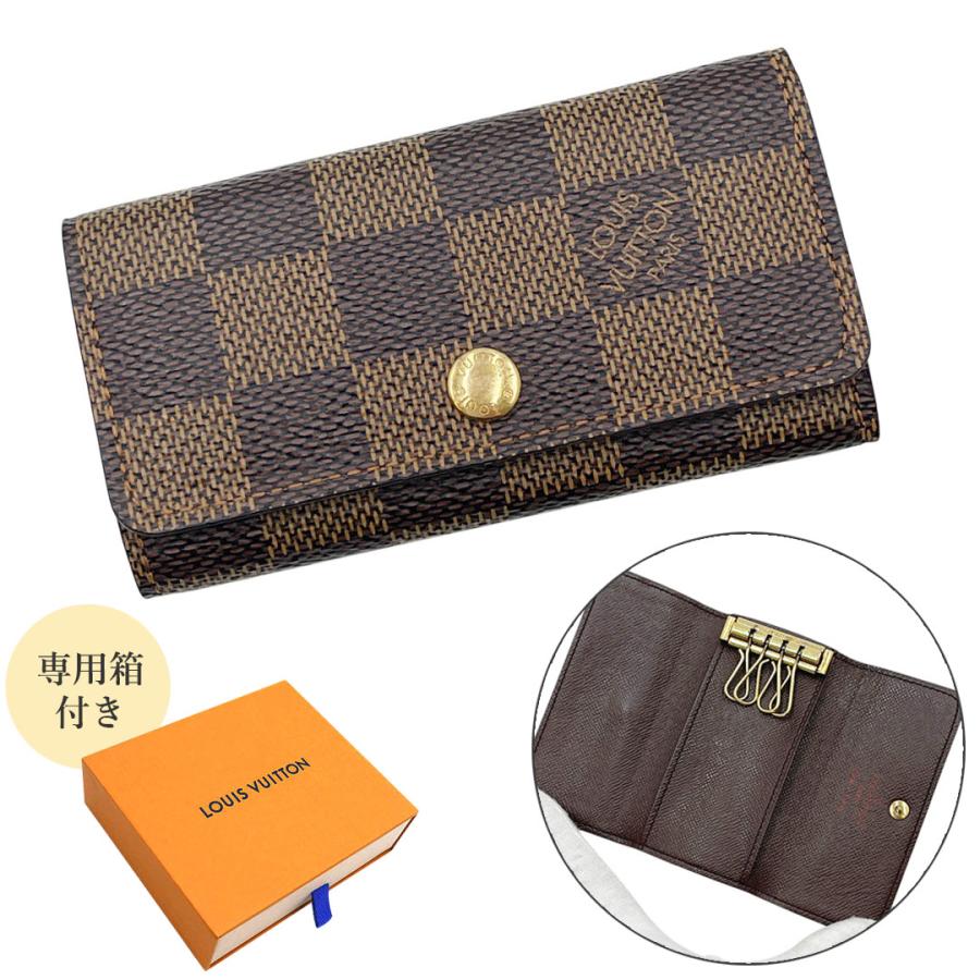LOUIS VUITTON ルイヴィトン キーケース ミュルティクレ4 N62631 エベヌ（ブラウン）系 ダミエ ユニセックス ４連 ゴールド金具 美品 LOUIS VUITTON（ルイ・ヴィトン） キーケース ダミエ ミュルティクレ4