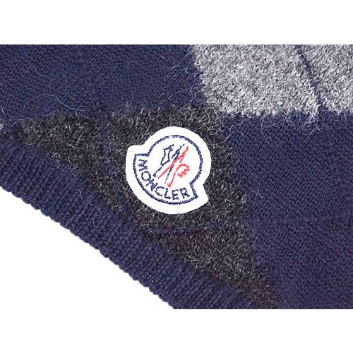 MONCLER（モンクレール） 未使用 マフラー アーガイル ネイビー グレー