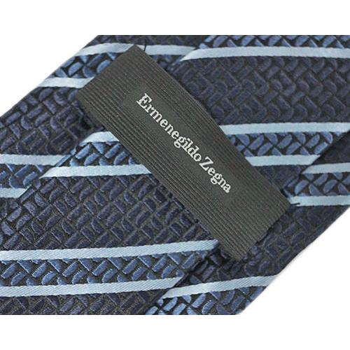【新品タグ付】Ermenegildo Zegna ネクタイ ブルー ストライプ エルメネジルド・ゼニア(Ermenegildo Zegna) エルメネジルド